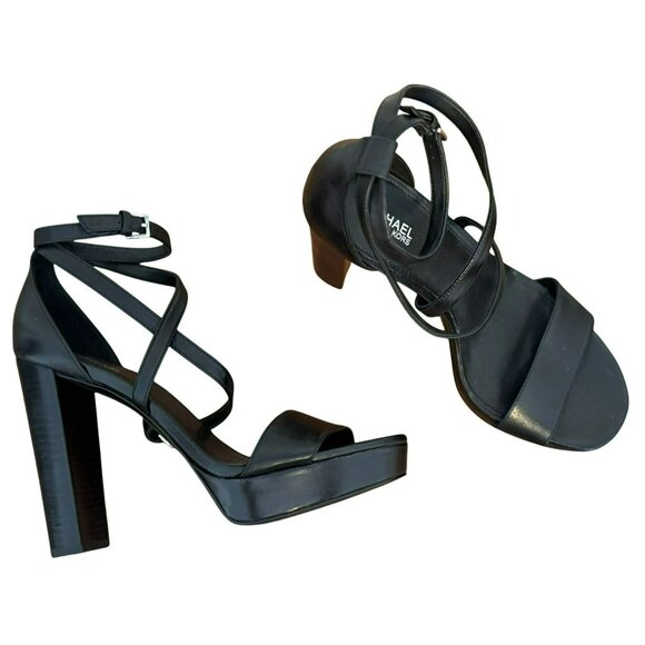 Michael Kors Charlize Crisscross Strappy Black Acorn Platform Sandal Women SZ 7 - Picture 2 of 14